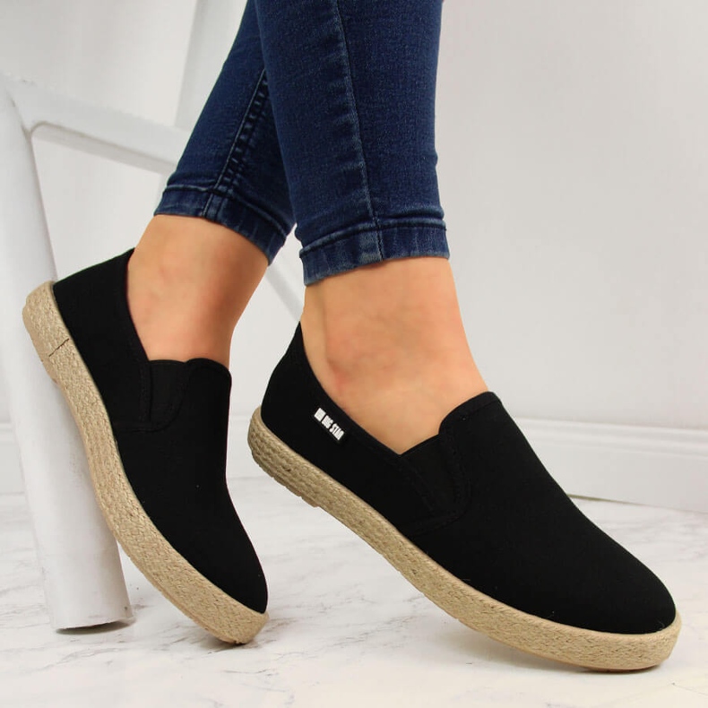 Dámské slip on černé espadrilky Big Star DD274017 černý 1