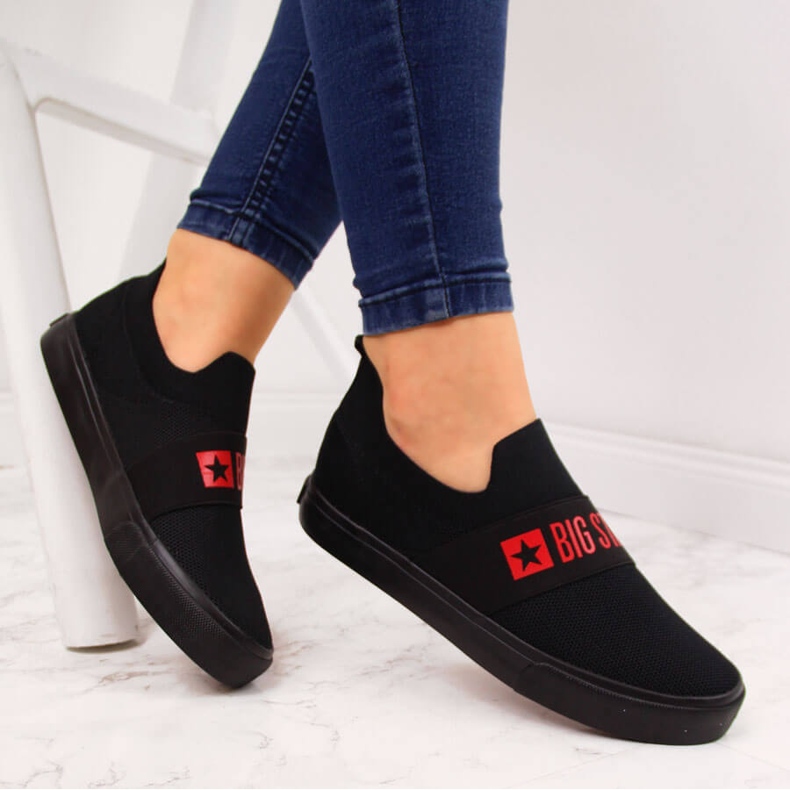 Black Big Star FF274221 dámské slip on černé tenisky černý 1