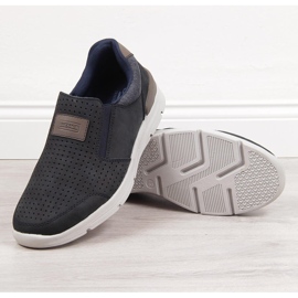 Pánské prolamované kožené boty, tmavě modrá Rieker 16455 modrý 2