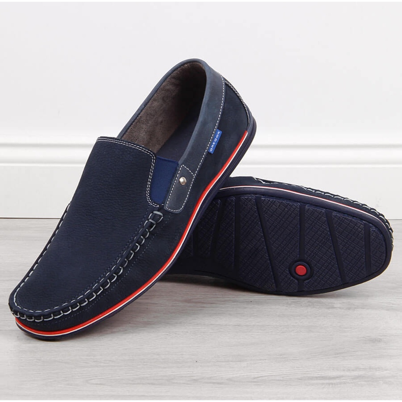 Pánské kožené mokasíny slip on tmavě modré Gregor námořnická modř 1
