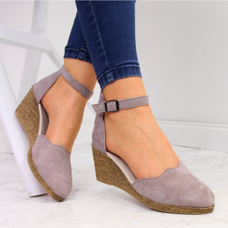 Kožené dámské sandály na klínku, špinavě růžové Filippo růžový 1