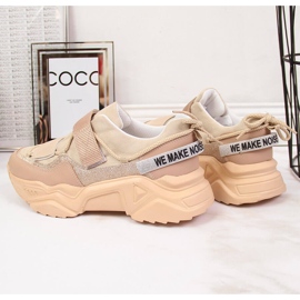 Tenisky na silné podrážce suchý zip béžové barvy Navy Dot béžový 2