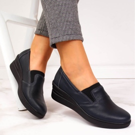 Pohodlné dámské kožené boty Helios 349 tmavě modrá námořnická modrá 1