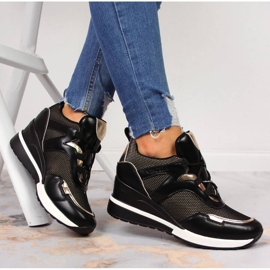 Dámské černé tenisky na klínku Vinceza černá zlatý 1 Dámské černé tenisky na klínku Vinceza černá zlatý 1