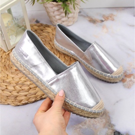Dámské stříbrné espadrilky z eko kůže Big Star HH274504 stříbro 1