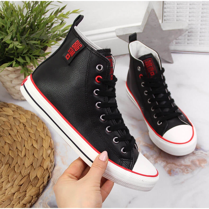 Vysoké černé tenisky z ekokůže Big Star JJ274131 černá 1