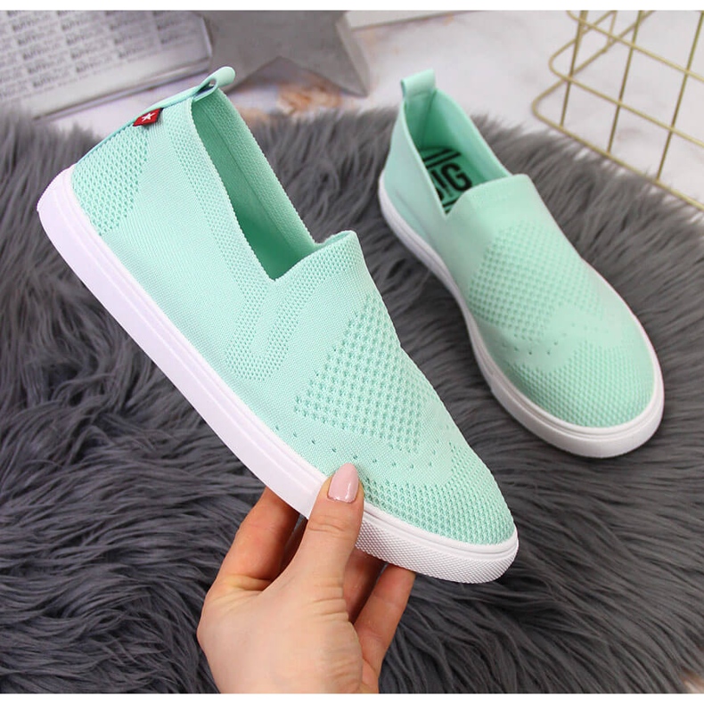 Dámské mátové slip on tenisky Big Star FF274A604 zelený 1
