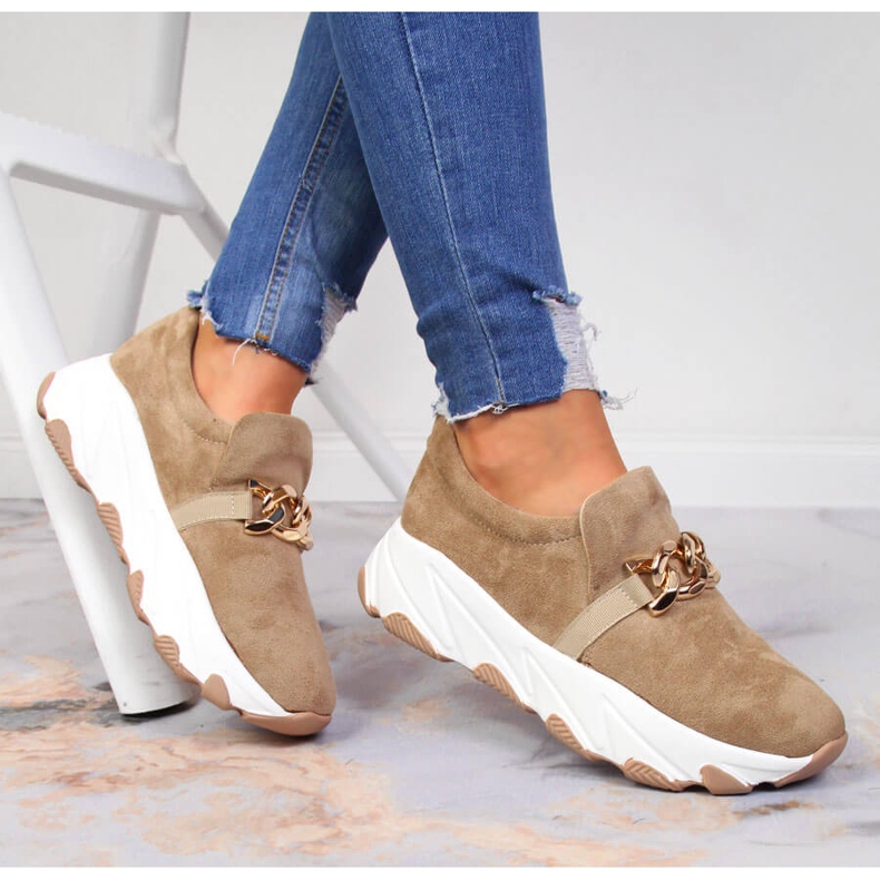 Dámské boty s řetízkovým slipem na béžové Potocki béžový 1