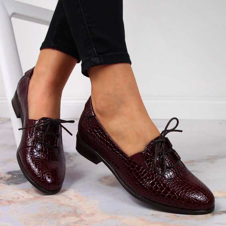 Hnědé šněrovací lakované boty Potocki hnědý 1