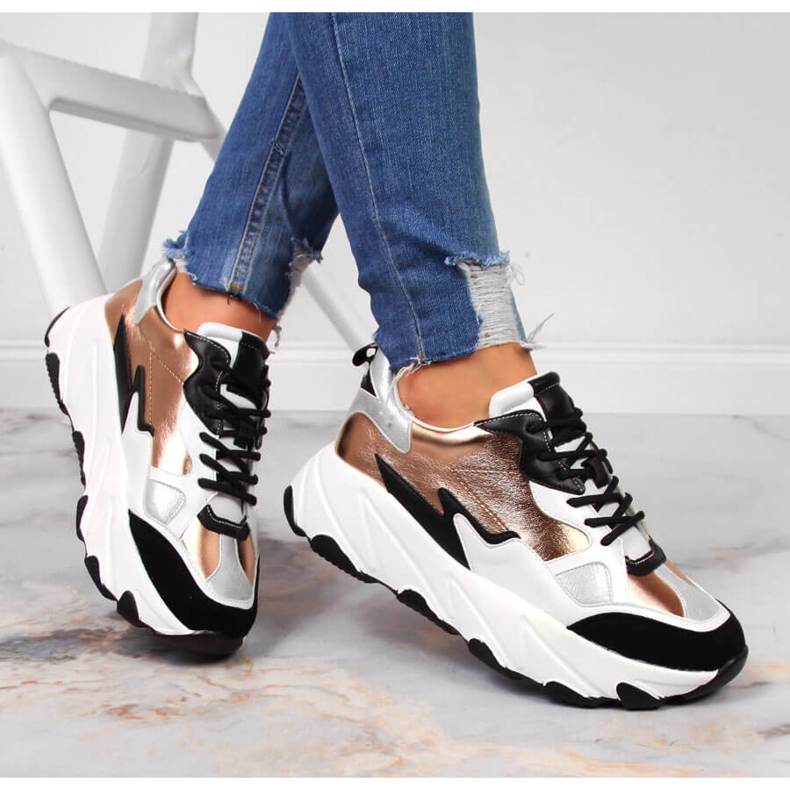 Dámské tenisky na bílo-zlaté platformě Potocki bílý zlatý 1