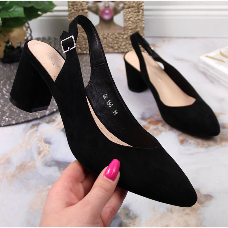 Lodičky pro ženy na černém sloupku od Sergio Leone černá 1