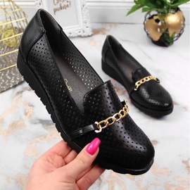 Dámské prolamované boty s řetízkem, černé Jezzi černá 1