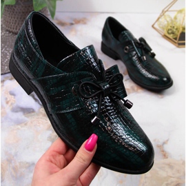 Zelené lakované dámské boty Jezzi s mašlí zelená 1