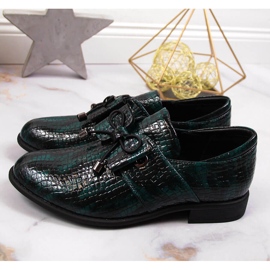 Zelené lakované dámské boty Jezzi s mašlí zelená 2