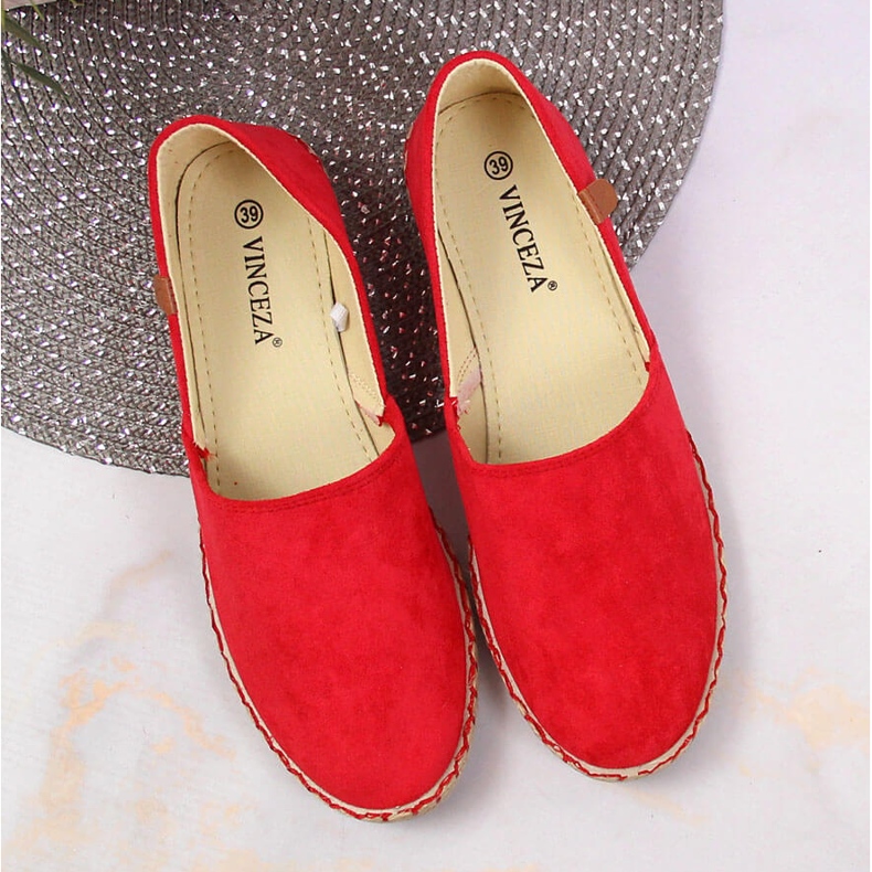 Červené dámské espadrilky Vinceza s výřezem červený 1