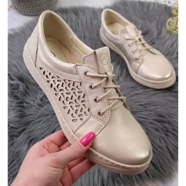 Pohodlné kožené dámské boty, zlatý Helios 375 1