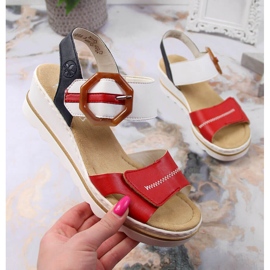 Dámské sandály na klínku Rieker 67476-33 bílý černá červené vícebarevný 1