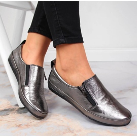 T.Sokolski Dámské kožené boty na zip, stříbrné T. Sokolski stříbrný 1