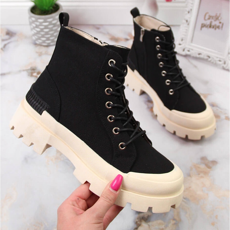 S.Barski Černé dámské tenisky DA na platformě černá 1