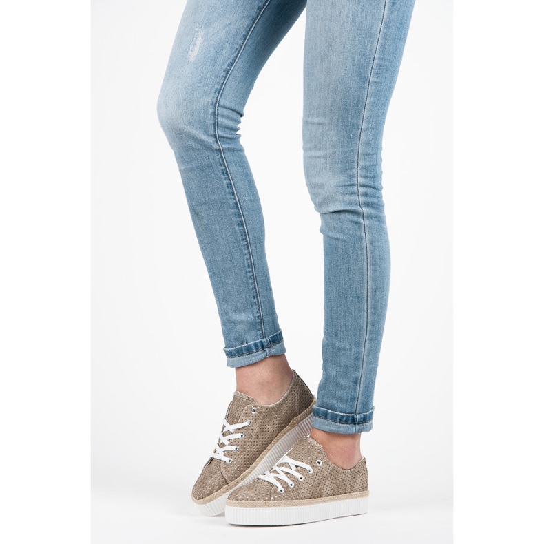 Kylie Prolamované tenisky na platformě hnědý 1