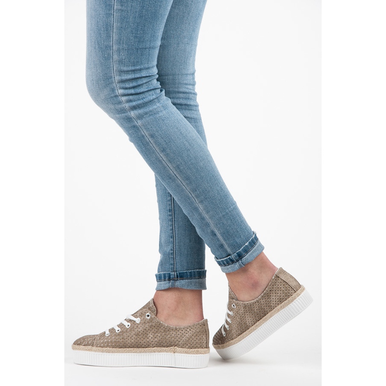 Kylie Prolamované tenisky na platformě hnědý 2