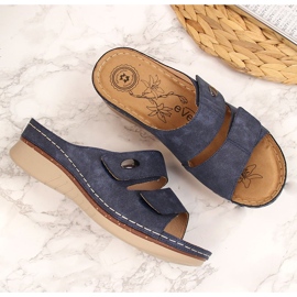 Pohodlné dámské tmavě modré pantofle na suchý zip eVento námořnická modrá 2