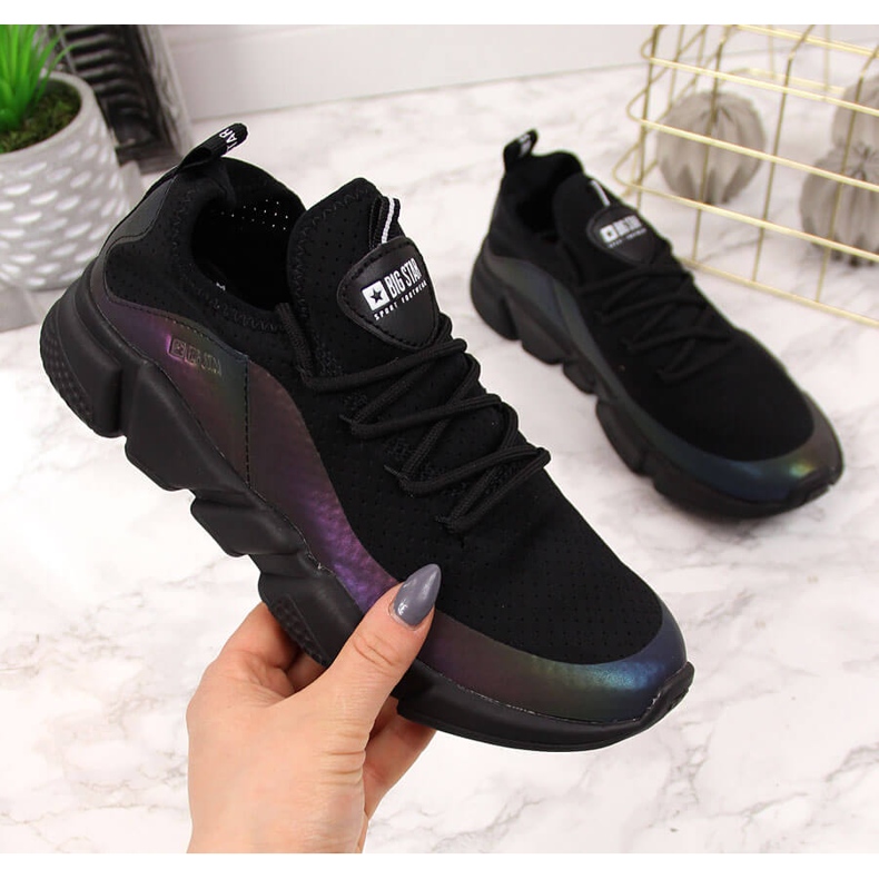 Black Big Star FF274A053 černé benzínové sportovní boty pro ženy černá 2