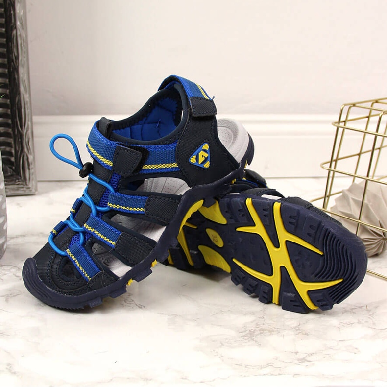 Chlapecké sandály se zapínáním na suchý zip American Club tmavě modrá námořnická modrá modrý 1