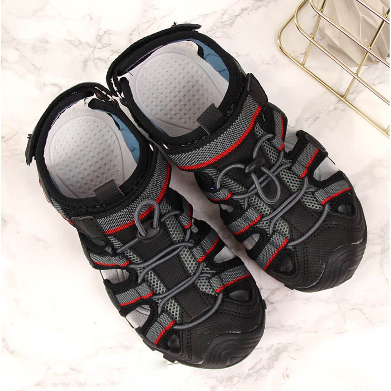 Chlapecké sandály na suchý zip černý American Club černá 1