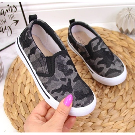 Tenisky slip on pantofle do školky, camo black Atletico černá 1