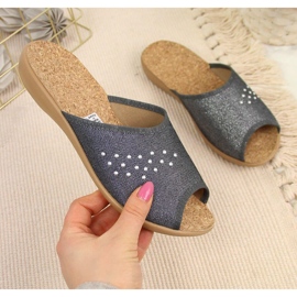 Dámské domácí pantofle, otevřená špička, šedé Befado šedá 1