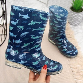 T.Sokolski Chlapecké galoše s tmavě modrými žraloky od T. Sokolského 1