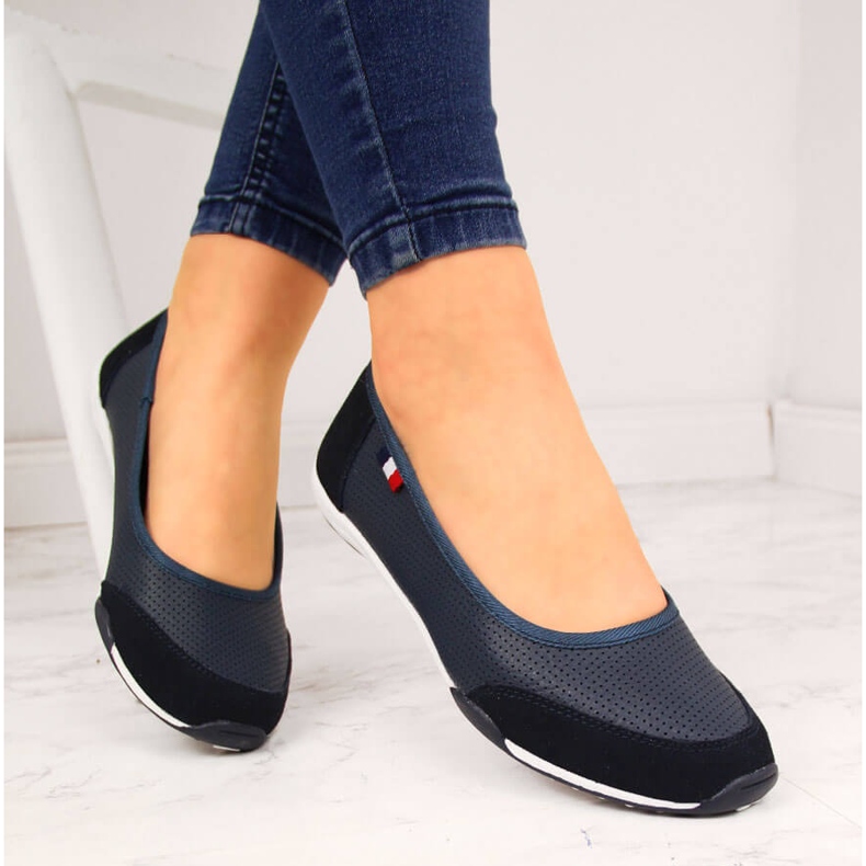 Dámské námořnické modré kožené baleríny Filippo modrý 1