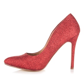 Ideal Shoes Třpytivé lodičky na špendlíku červené 2