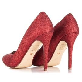 Ideal Shoes Třpytivé lodičky na špendlíku červené 3