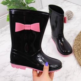 Dívčí galoše Black American Club s mašlí černá 1