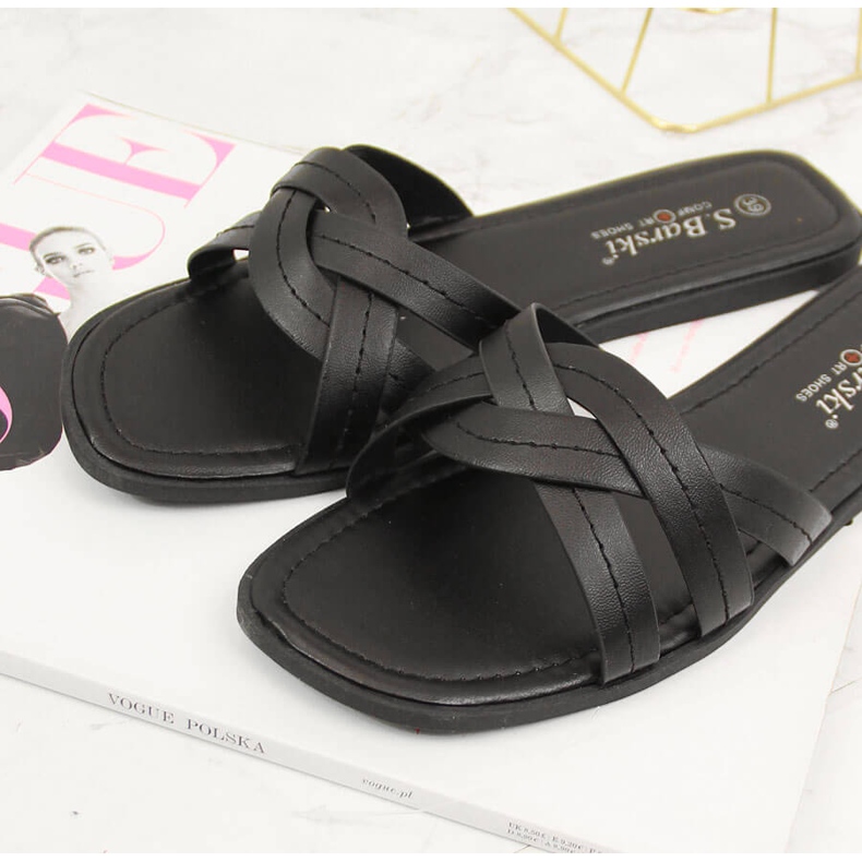 S.Barski Dámské ploché černé pantofle S. Barski černá 2