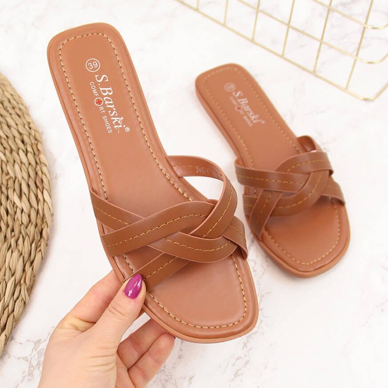 S.Barski Dámské ploché velbloudí pantofle S. Barski hnědý 2