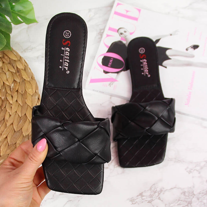 Prošívané dámské pantofle Black Seastar černá 1