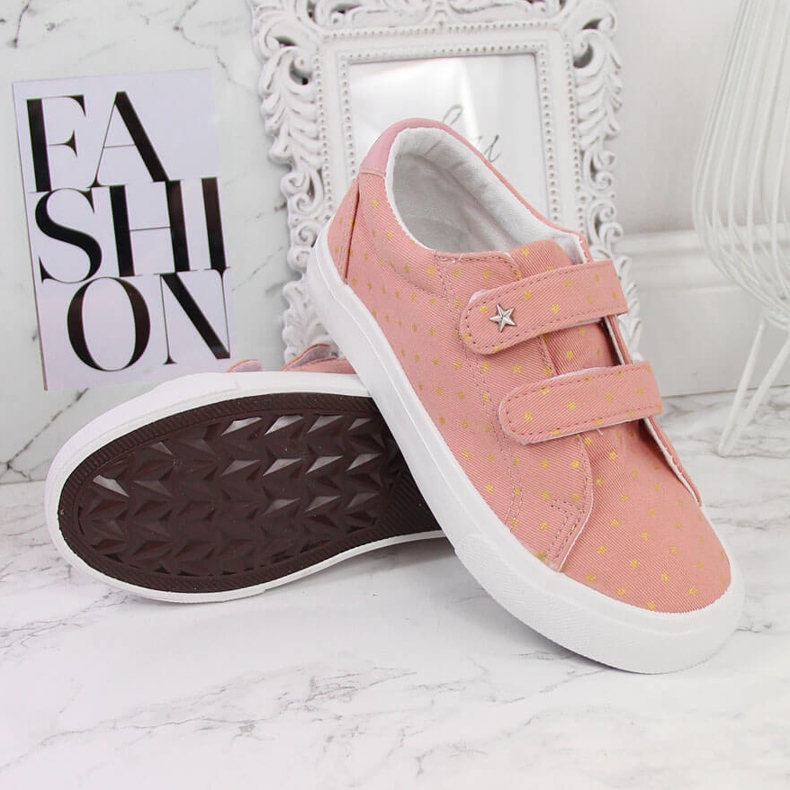 Dívčí tenisky se suchým zipem růžové hvězdičky Atletico růžový 2