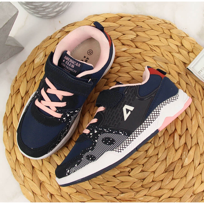 Dívčí sportovní obuv se suchým zipem tmavě modrá American Club námořnická modrá 2