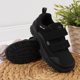 Black American Club voděodolná dětská treková obuv na suchý zip černá 2
