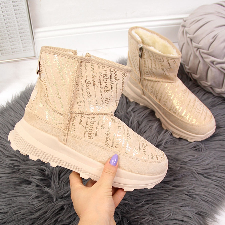 News Dámské béžové semišové sněhule NOVINKY béžový 2