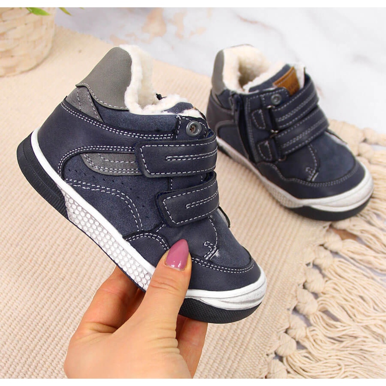 Chlapecké zimní boty se suchým zipem tmavě modré American Club námořnická modrá 1