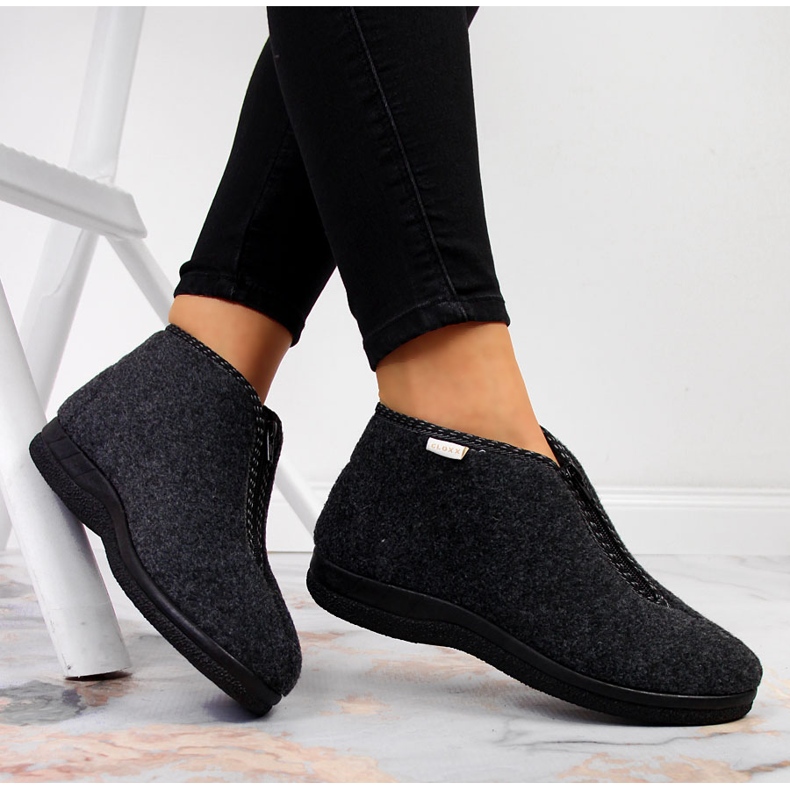 Dámské domácí pantofle, zateplené na zip, šedé Cloxx šedá 1