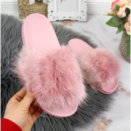 Dámské pantofle s kožíškem světle fialové Msmg fialový 2