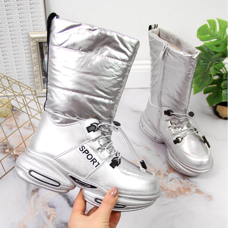 Dětské sněhule na stříbrné platformě Tom.m stříbro 1