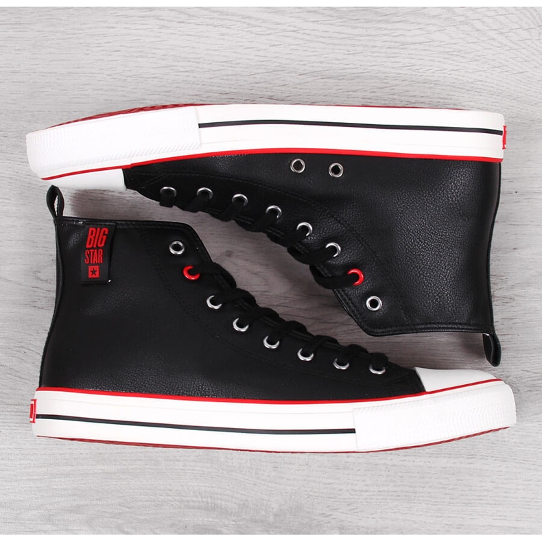 Pánské vysoké tenisky z černé eko kůže Big Star JJ174070 černá 2