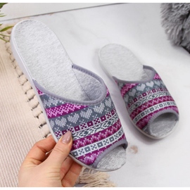 Norské dámské domácí pantofle, fialový vzor Befado šedá 2