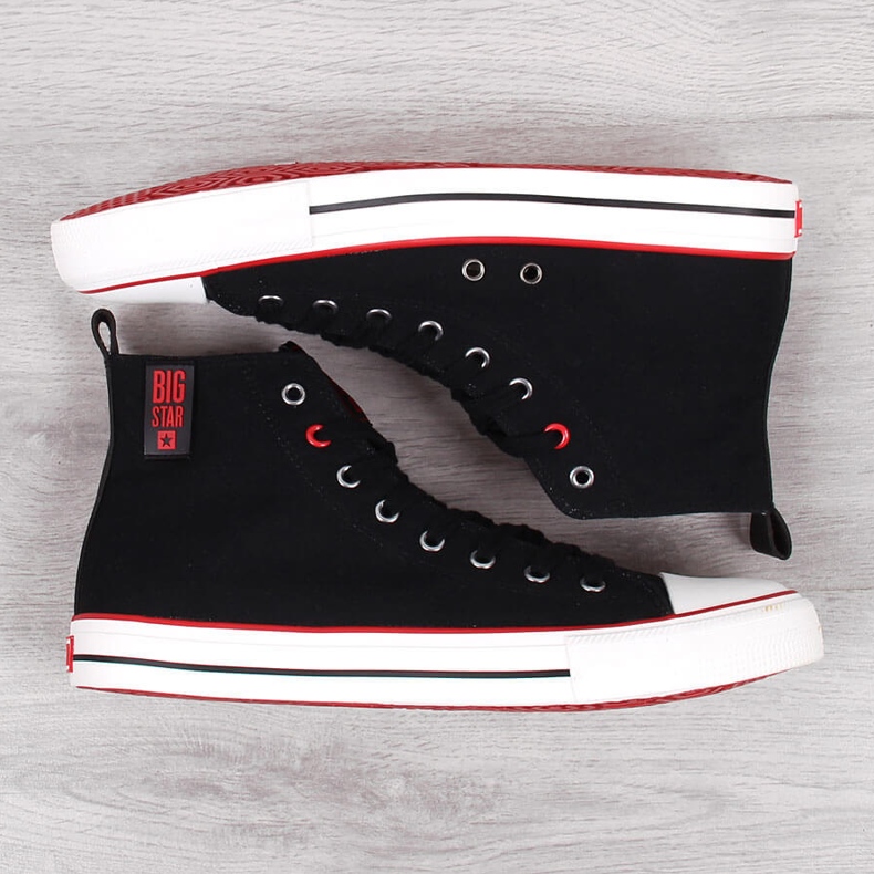 Vysoké černé textilní pánské tenisky Big Star JJ174065 černá 2